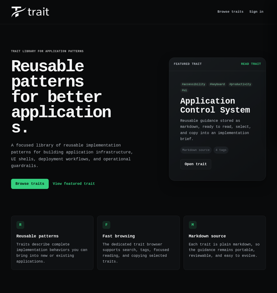 Trait application preview
